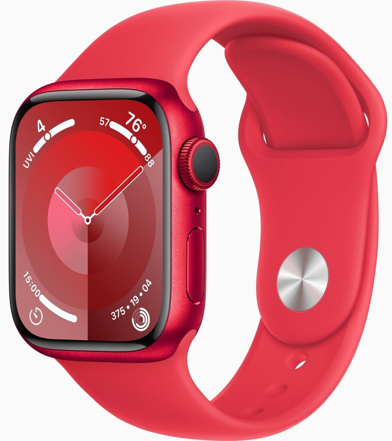 Apple Watch Series 9 4G 41mm Aluminium PRODUCT(RED) - Sportarmband PRODUCT(RED) M/L, GPS, LTE, 18h Akkulaufzeit