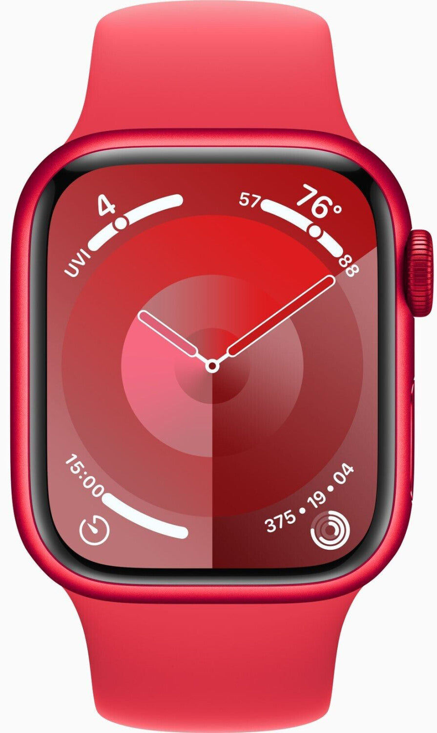 Apple Watch Series 9 4G 41mm Aluminium PRODUCT(RED) - Sportarmband PRODUCT(RED) M/L, GPS, LTE, 18h Akkulaufzeit
