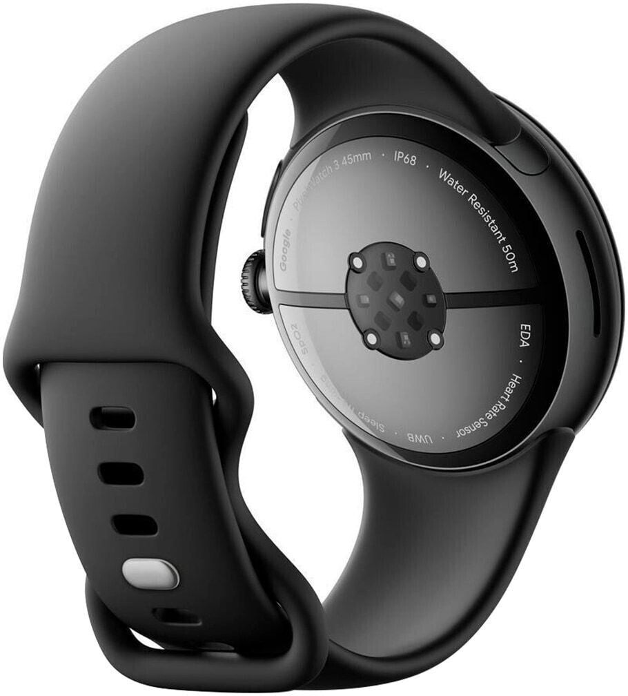 Google Pixel Watch 3 (2024) – 45mm Matte Black mit Obsidian Sportarmband