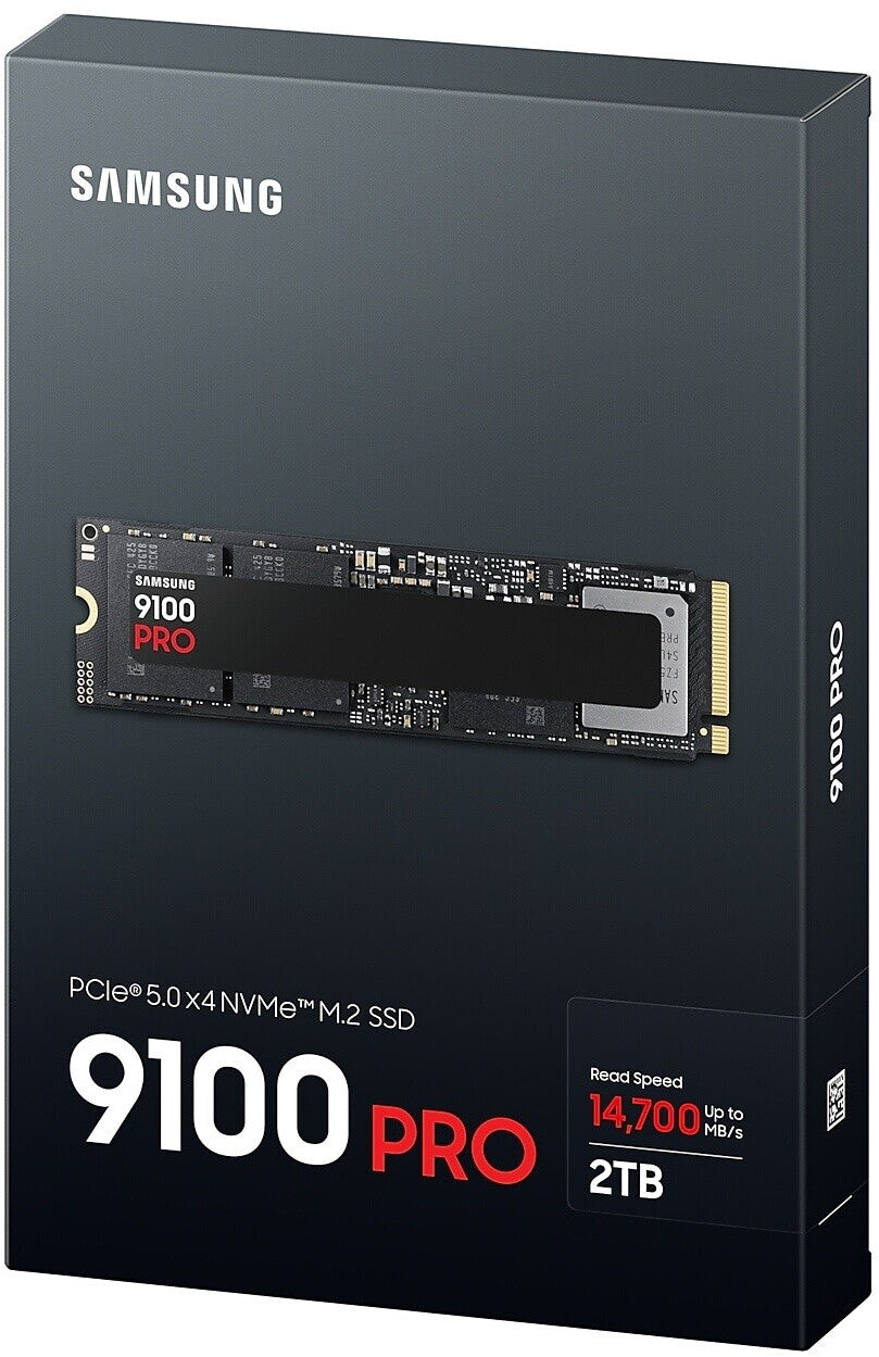 Samsung 9100 Pro 2TB | PCIe 5.0 x4 | NVMe M.2 | 14.700 MB/s Lesen | 13.400 MB/s Schreiben | 2GB Cache | V-NAND TLC | PS5-kompatibel