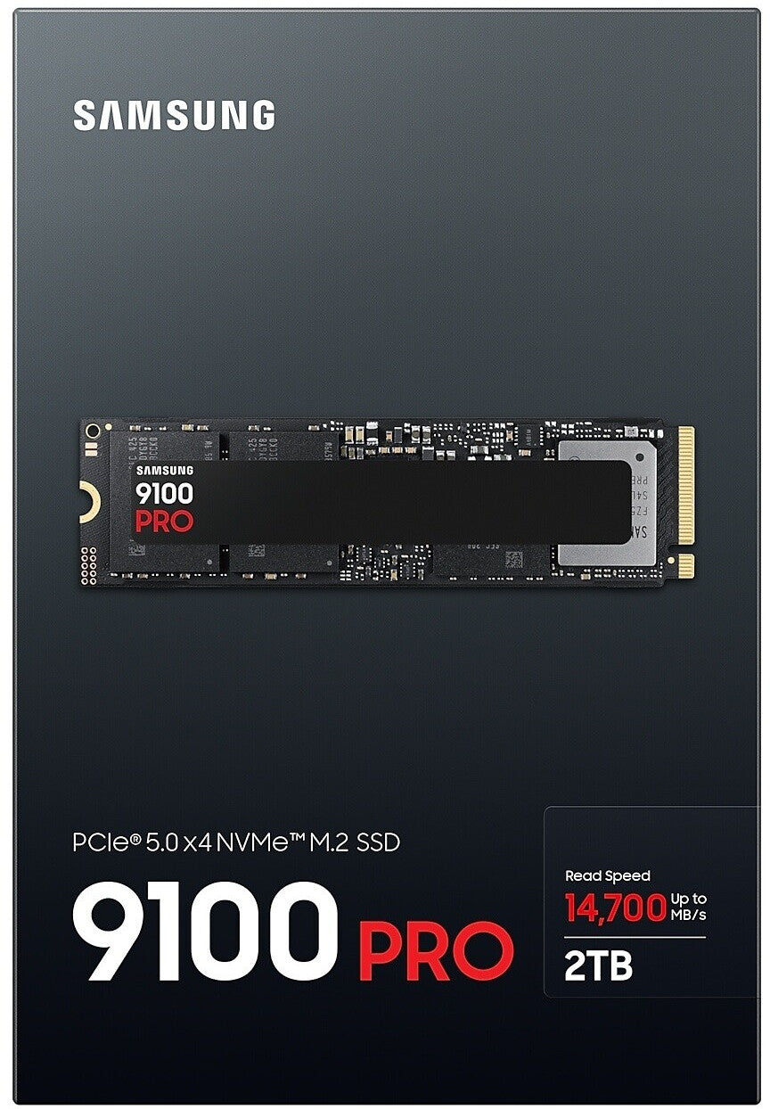 Samsung 9100 Pro 2TB | PCIe 5.0 x4 | NVMe M.2 | 14.700 MB/s Lesen | 13.400 MB/s Schreiben | 2GB Cache | V-NAND TLC | PS5-kompatibel