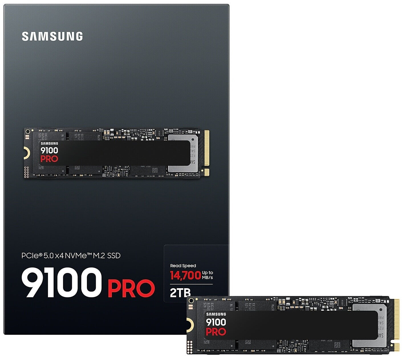 Samsung 9100 Pro 2TB | PCIe 5.0 x4 | NVMe M.2 | 14.700 MB/s Lesen | 13.400 MB/s Schreiben | 2GB Cache | V-NAND TLC | PS5-kompatibel